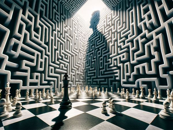 CALVENDO Puzzle Labyrinth des Geistes: Schachmatt im Irrgarten der Entscheidungen | 1000 Teile Lege-Größe 64x48cm Foto-Puzzle für glückliche Stunden
