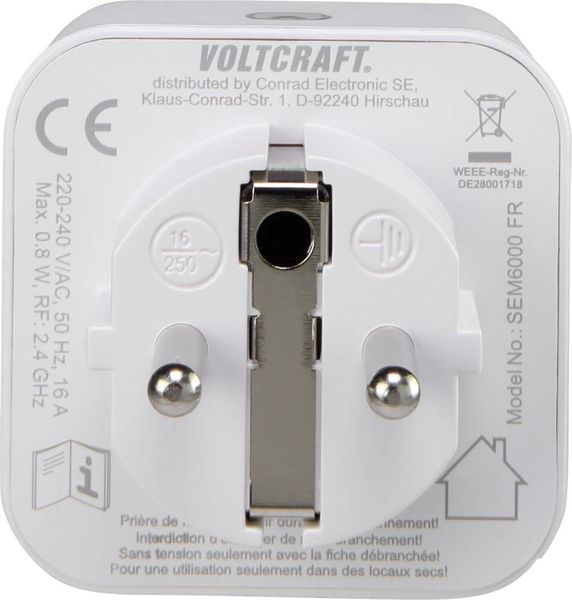 Produktbild: VOLTCRAFT SEM6000FR Energiekosten-Messger&auml;t Bluetooth&reg;-Schnittstelle, Datenexport, Datenloggerfunktion, Kostenprognose, TRMS