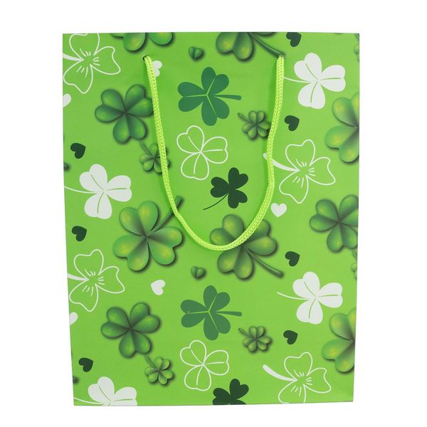 Produktbild: Idena Geschenktasche Gl&uuml;cksklee gr&uuml;n 18x23x8cm 128 g/m&sup2;