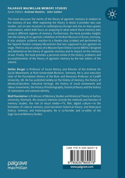 Produktbild: Agonistic Memory and the Legacy of 20th Century Wars in Europe