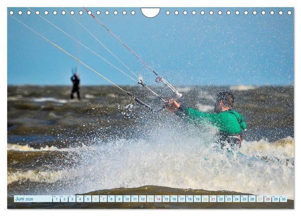 Produktbild: Kitesurfen - Wasser, Wind und coole Typen (Wandkalender 2026 DIN A4 quer), CALVENDO Monatskalender