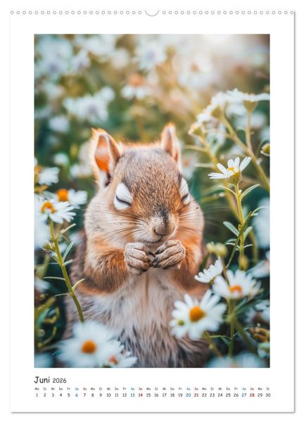 Produktbild: Lustige kleine Eichh&ouml;rnchen (Wandkalender 2026 DIN A2 hoch), CALVENDO Monatskalender