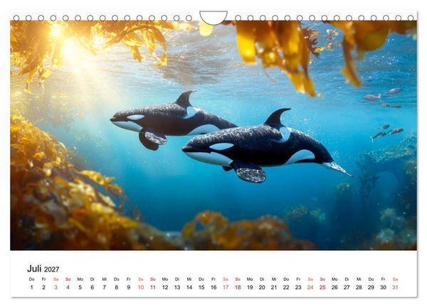 Produktbild: Orcas - ein Jahr voller Meer (Wandkalender 2027 DIN A4 quer), CALVENDO Monatskalender