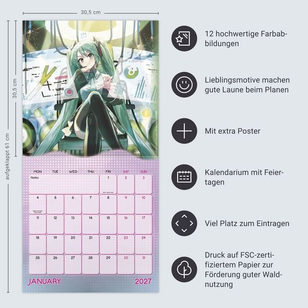 Produktbild: Hatsune Miku Broschurkalender 2027