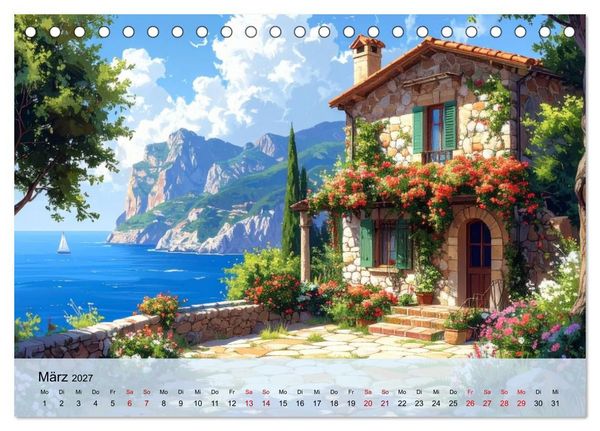Produktbild: Romantische italienische H&auml;user am Meer (Tischkalender 2027 DIN A5 quer), CALVENDO Monatskalender
