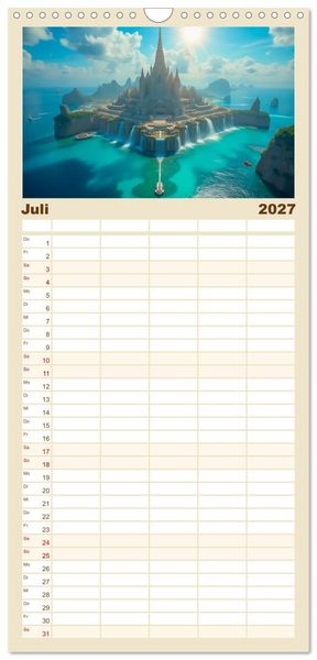 Produktbild: Familienplaner 2027 - Fabelhafte Orte &ndash; Landschaften aus M&auml;rchen und Sagen mit 5 Spalten (Wandkalender, 21 x 45 cm) CALVENDO