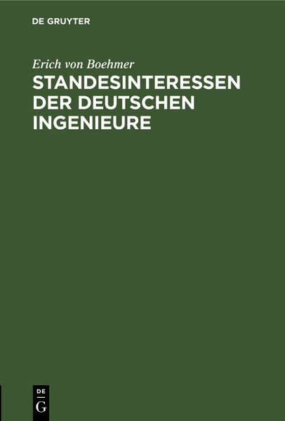 Produktbild: Standesinteressen der deutschen Ingenieure