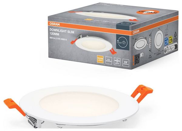 Produktbild: OSRAM HOMELIGHTING 4099854444852 Downlight Slim 120mm 8W 3000K LED-Deckenleuchte 8.00 W Wei&szlig;