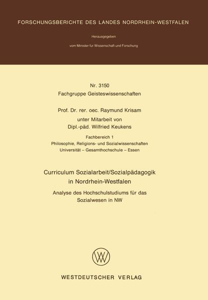 Produktbild: Curriculum Sozialarbeit/Sozialp&auml;dagogik in Nordrhein-Westfalen