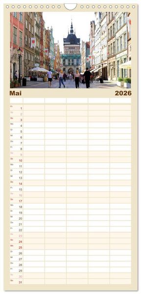 Produktbild: Familienplaner 2026 - Danzig - Eine Perle Polens mit 5 Spalten (Wandkalender, 21 x 45 cm) CALVENDO