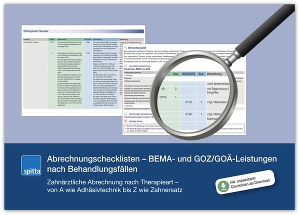 Produktbild: Abrechnungschecklisten &ndash; BEMA- und GOZ/GO&Auml;-Leistungen nach Behandlungsf&auml;llen