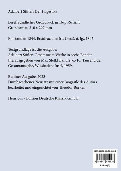 Produktbild: Der Hagestolz (Gro&szlig;druck)