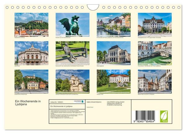 Produktbild: Ein Wochenende in Ljubljana (Wandkalender 2026 DIN A4 quer), CALVENDO Monatskalender