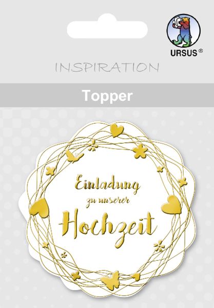 Produktbild: URSUS 8 Topper "Einladung zu unserer Hochzeit", wei&szlig;/gold