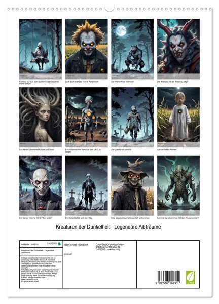 Produktbild: Kreaturen der Dunkelheit - Legend&auml;re Albtr&auml;ume (hochwertiger Premium Wandkalender 2026 DIN A2 hoch), Kunstdruck in Hochglanz