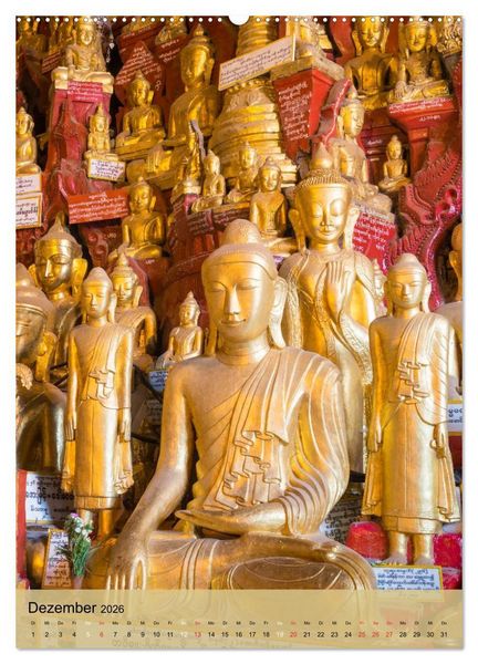 Produktbild: BUDDHA in GOLD (Wandkalender 2026 DIN A2 hoch), CALVENDO Monatskalender