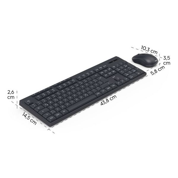 Produktbild: Hama WKM-200 Funk Tastatur, Maus-Set Deutsch, QWERTZ Schwarz