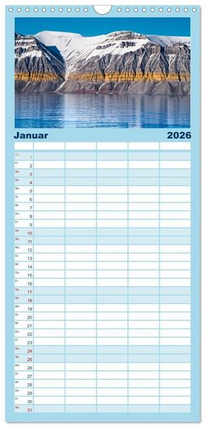 Produktbild: Familienplaner 2026 - Spitzbergen im Sommer mit 5 Spalten (Wandkalender, 21 x 45 cm) CALVENDO