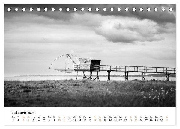Produktbild: Terres de contraste &ndash; Une ann&eacute;e en monochrome (Calendrier de bureau 2026 DIN A5 vertical), CALVENDO calendrier mensuel