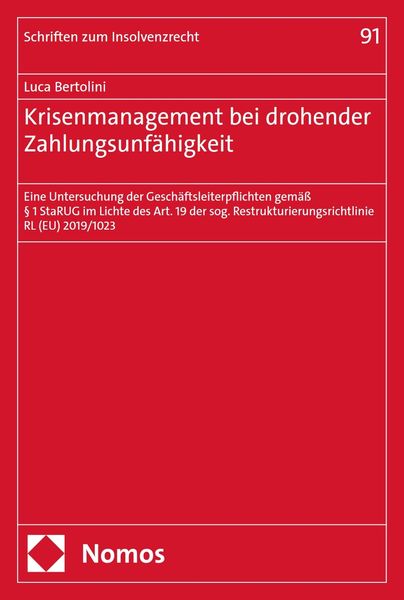 Produktbild: Krisenmanagement bei drohender Zahlungsunf&auml;higkeit