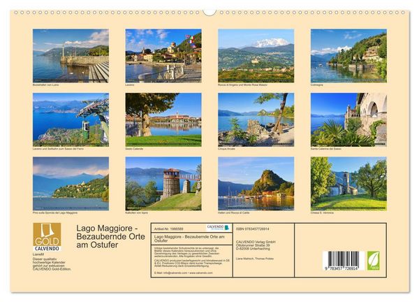 Produktbild: Lago Maggiore - Bezaubernde Orte am Ostufer (hochwertiger Premium Wandkalender 2026 DIN A2 quer), Kunstdruck in Hochglanz