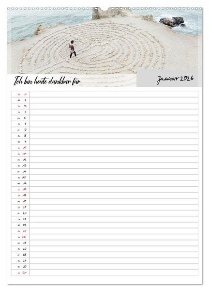 Produktbild: Ich bin dankbar - ein Jahr voller Yoga und Achtsamkeit - Yoga Kalender (hochwertiger Premium Wandkalender 2026 DIN A2 hoch), Kunstdruck in Hochglanz