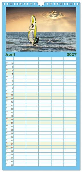 Produktbild: Familienplaner 2027 - Funsport Windsurfen mit 5 Spalten (Wandkalender, 21 x 45 cm) CALVENDO