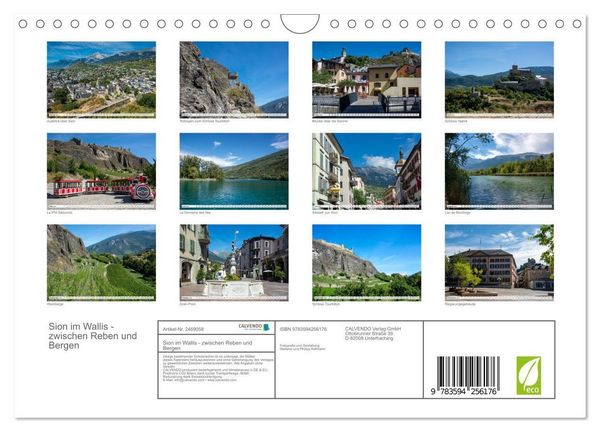 Produktbild: Sion im Wallis - zwischen Reben und Bergen (Wandkalender 2027 DIN A4 quer), CALVENDO Monatskalender