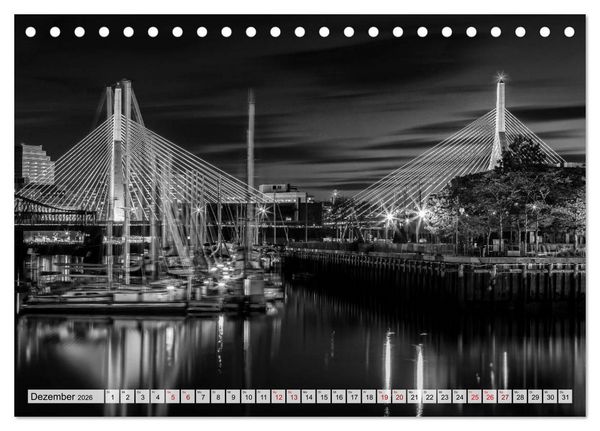 Produktbild: BOSTON Monochrome Stadtansichten (Tischkalender 2026 DIN A5 quer), CALVENDO Monatskalender