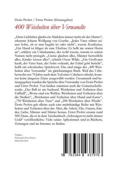 Produktbild: 400 Weisheiten &uuml;ber Verwandte