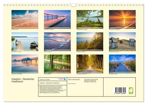 Produktbild: Usedom - Deutscher Inseltraum (Wandkalender 2027 DIN A3 quer), CALVENDO Monatskalender