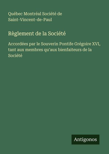 Produktbild: R&egrave;glement de la Soci&eacute;t&eacute;