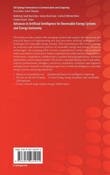 Produktbild: Advances in Artificial Intelligence for Renewable Energy Systems and Energy Autonomy