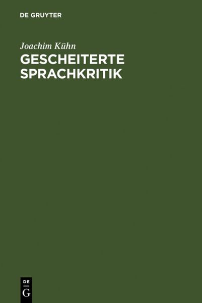 Produktbild: Gescheiterte Sprachkritik