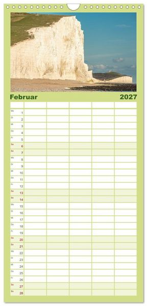 Produktbild: Familienplaner 2027 - Seven Sisters - Gro&szlig;britanniens h&ouml;chste Kreidefelsen mit 5 Spalten (Wandkalender, 21 x 45 cm) CALVENDO