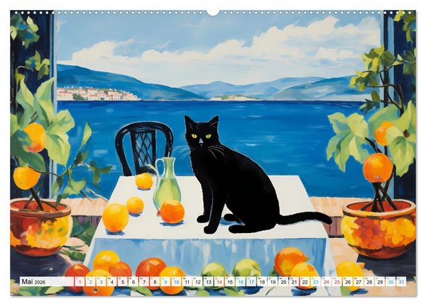 Produktbild: Kunstvolle Katzen (Wandkalender 2026 DIN A2 quer), CALVENDO Monatskalender