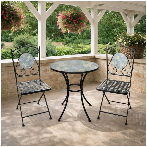 Produktbild: HTI-Living Gartentisch und 2 St&uuml;hle Celia Petunien Gartentisch und 2 St&uuml;hle Celia Petunien