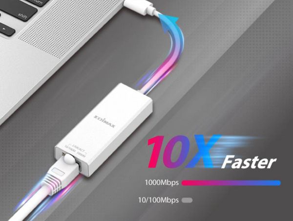 Produktbild: EDIMAX EU-4306C Netzwerkadapter 10 / 100 / 1000 MBit/s USB-C&reg;, RJ45