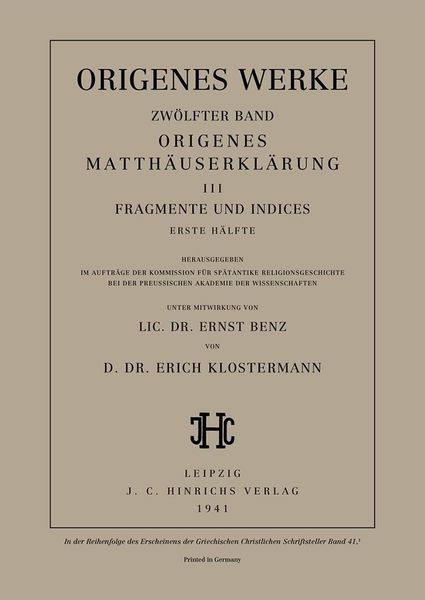 Produktbild: Origenes Matth&auml;userkl&auml;rung III: Fragmente und Indices, Erste H&auml;lfte