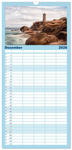 Produktbild: Familienplaner 2026 - Unterwegs in der Bretagne mit 5 Spalten (Wandkalender, 21 x 45 cm) CALVENDO