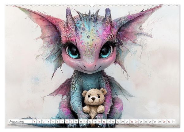 Produktbild: Dinozauber &ndash; Wenn Urzeitbewohner zu Freunden werden (hochwertiger Premium Wandkalender 2026 DIN A2 quer), Kunstdruck in Hochglanz