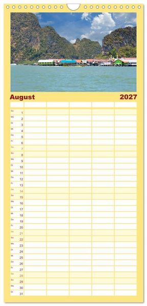 Produktbild: Familienplaner 2027 - Thailand - Die Sch&ouml;nheit Asiens mit 5 Spalten (Wandkalender, 21 x 45 cm) CALVENDO