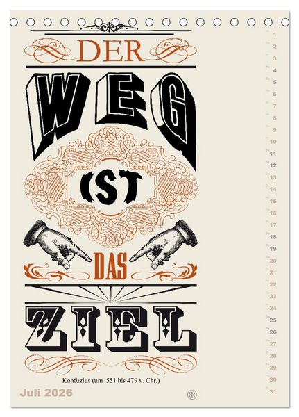Produktbild: Die sch&ouml;nsten Lebensweisheiten Typo - Kalender (Tischkalender 2026 DIN A5 hoch), CALVENDO Monatskalender