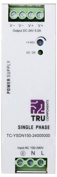 Produktbild: TRU COMPONENTS TC-10580792 Hutschienen-Netzteil (DIN-Rail) 24 V/DC 5 A 120 W Anzahl Ausg&auml;nge:1 x Inhalt 1 St.