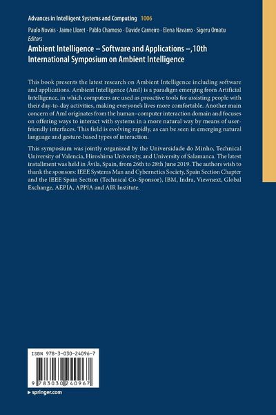 Produktbild: Ambient Intelligence &ndash; Software and Applications &ndash;,10th International Symposium on Ambient Intelligence