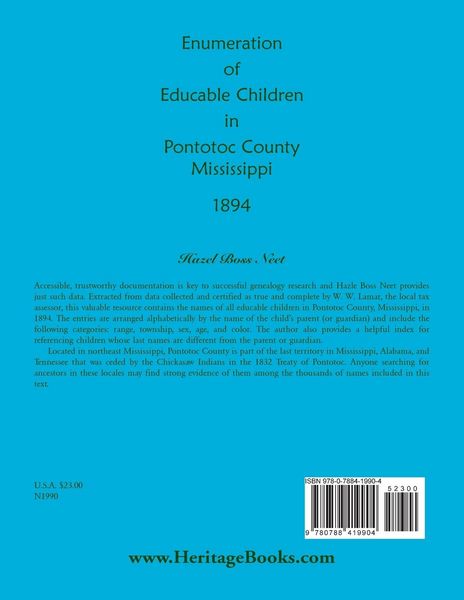 Produktbild: Enumeration of Educatable Children in Pontotoc County, Mississippi, 1894