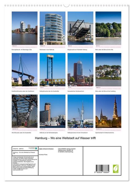 Produktbild: Hamburg &ndash; Wo eine Weltstadt auf Wasser trifft (hochwertiger Premium Wandkalender 2027 DIN A2 hoch), Kunstdruck in Hochglanz