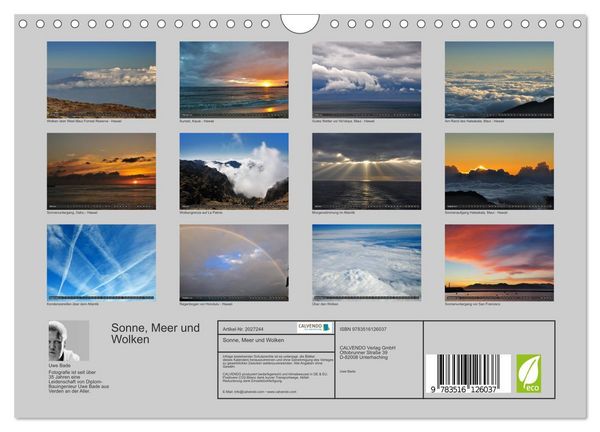 Produktbild: Sonne, Meer und Wolken (Wandkalender 2026 DIN A4 quer), CALVENDO Monatskalender
