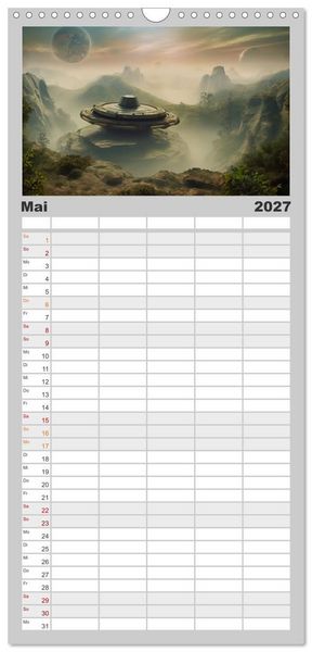 Produktbild: Familienplaner 2027 - Extraterrestrisch - Auf fremden Planeten mit 5 Spalten (Wandkalender, 21 x 45 cm) CALVENDO