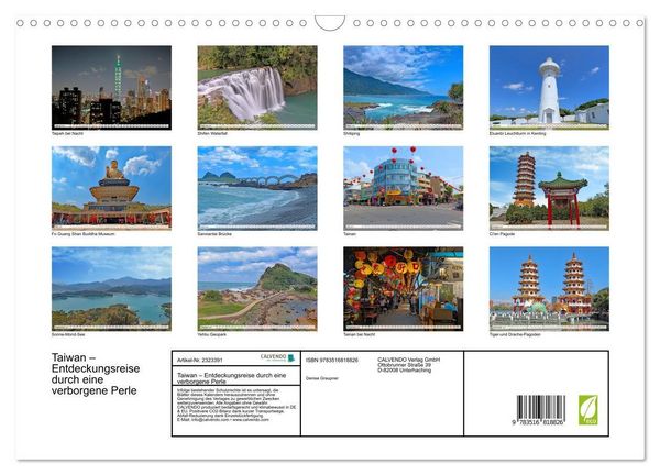 Produktbild: Taiwan &ndash; Entdeckungsreise durch eine verborgene Perle (Wandkalender 2027 DIN A3 quer), CALVENDO Monatskalender